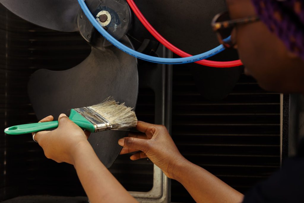 A coil brush in a condenser