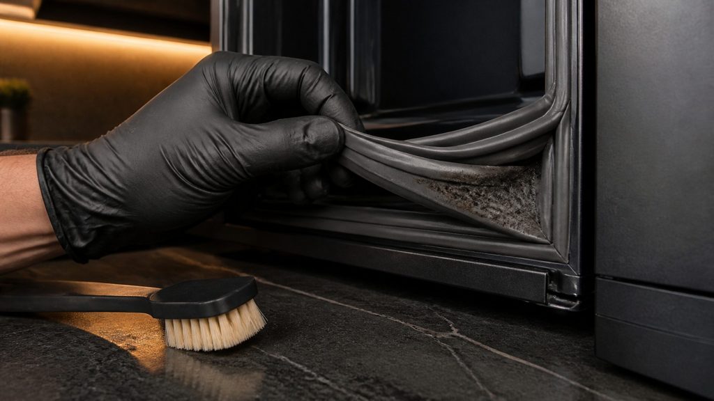 Residue in a folded door seal
