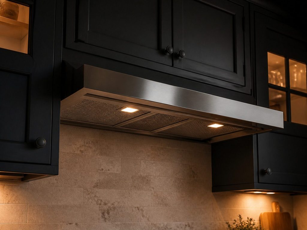 Range hood; under-cabinet or wall-mount NOT stated.