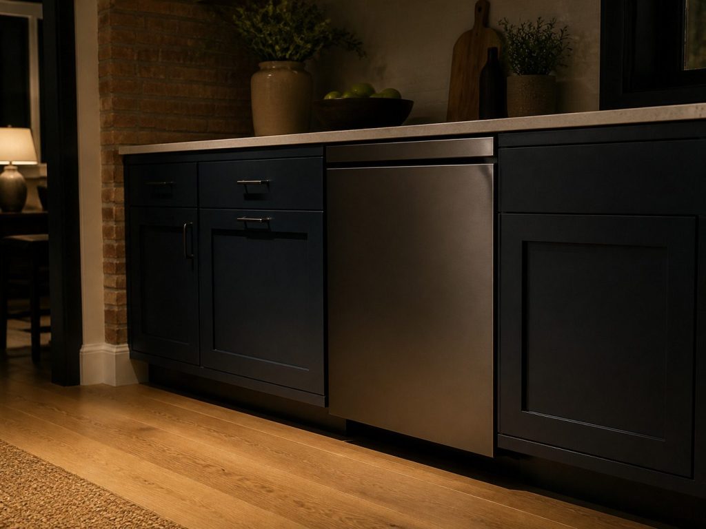 Built-in undercounter dishwasher.