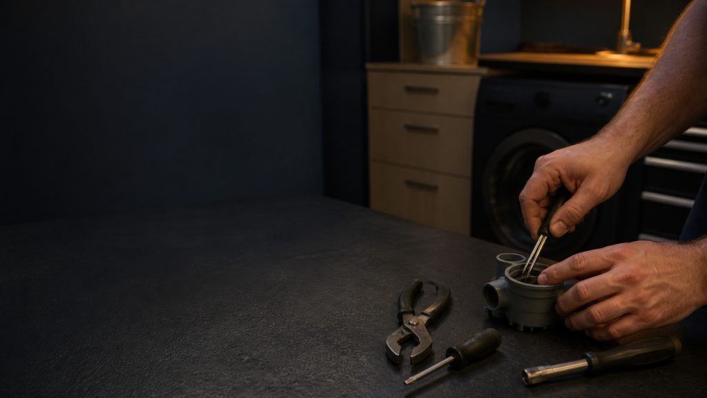 Hands and tools on a dark bench — the page is about who writes the guides.